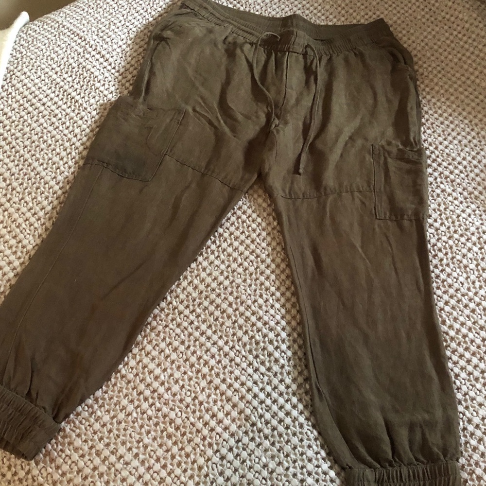 Army green cargo joggers